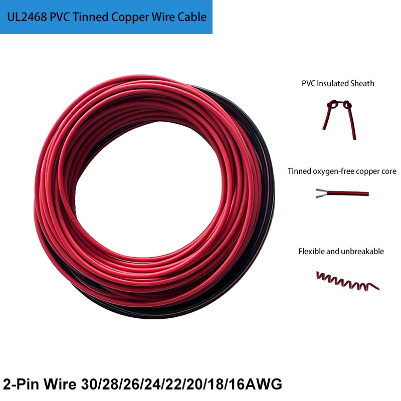 Wire 22 Gauge Copper - UL2468 kawat 2 Pin PVC, pengukur