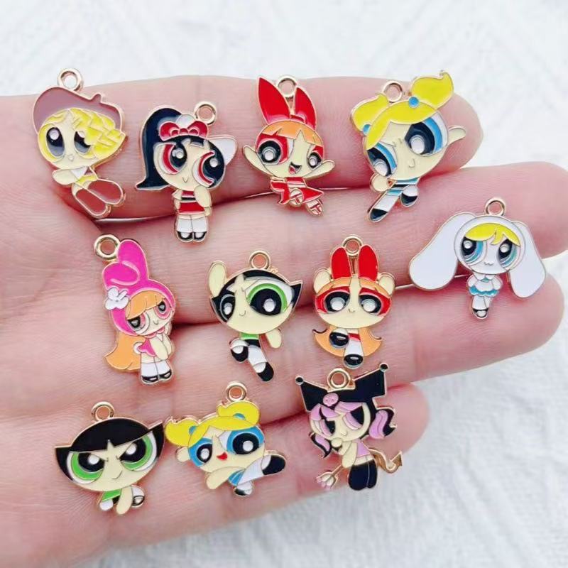 Jewelry Making Accessories - 10 Buah Liontin Gadis Kartun Berbahan