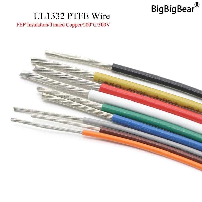 Wire 22 Gauge Copper - 1M/5M UL1332 Kawat PTFE 30/28/26/24/22/20/18/16/14/13/12/10 AWG