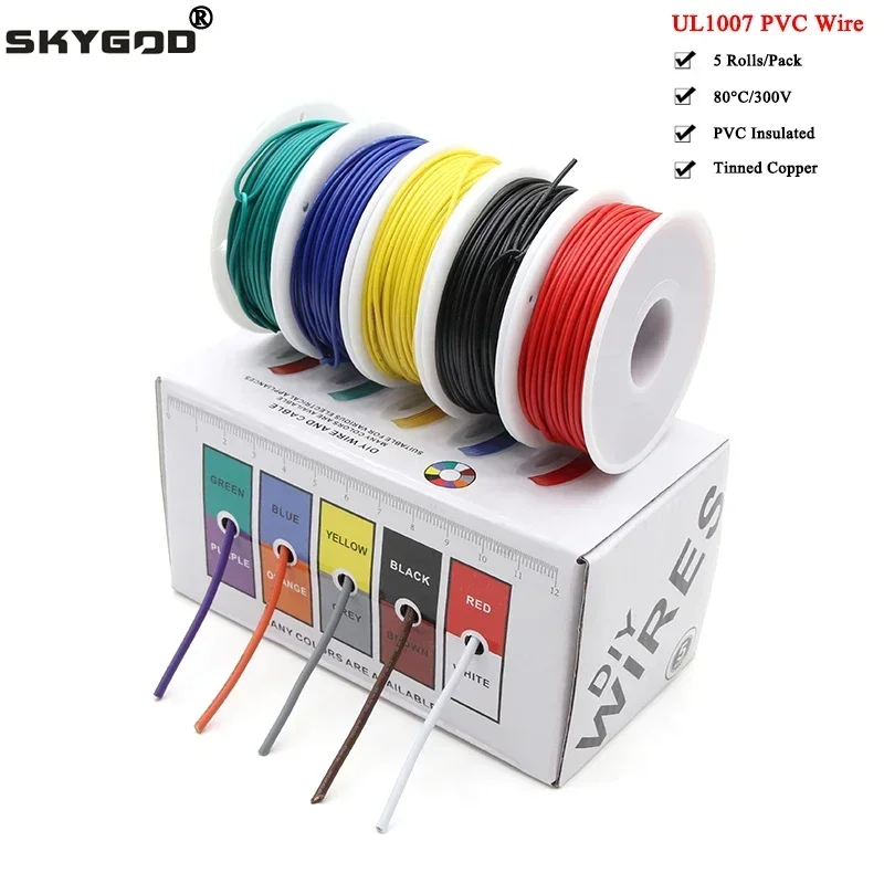 Wire 22 Gauge Copper - (5 warna Mix Kit)UL1007 kawat PVC