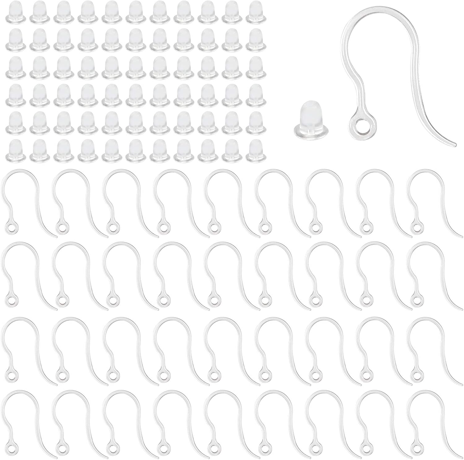 Jewelry Making Accessories - 40 pcs Pengait Anting Plastik Transparan