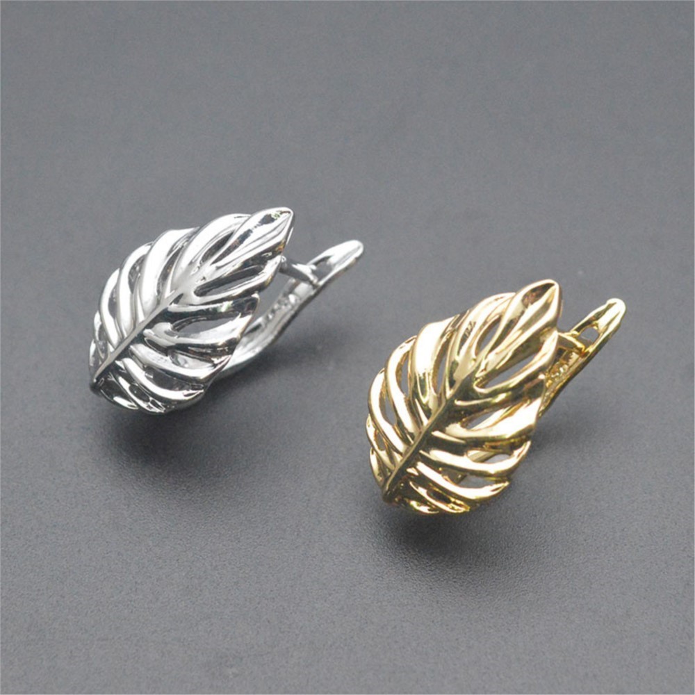 Jewelry Making Articles - 1/2Pcs Pengait Anting Berbentuk Daun Berongga