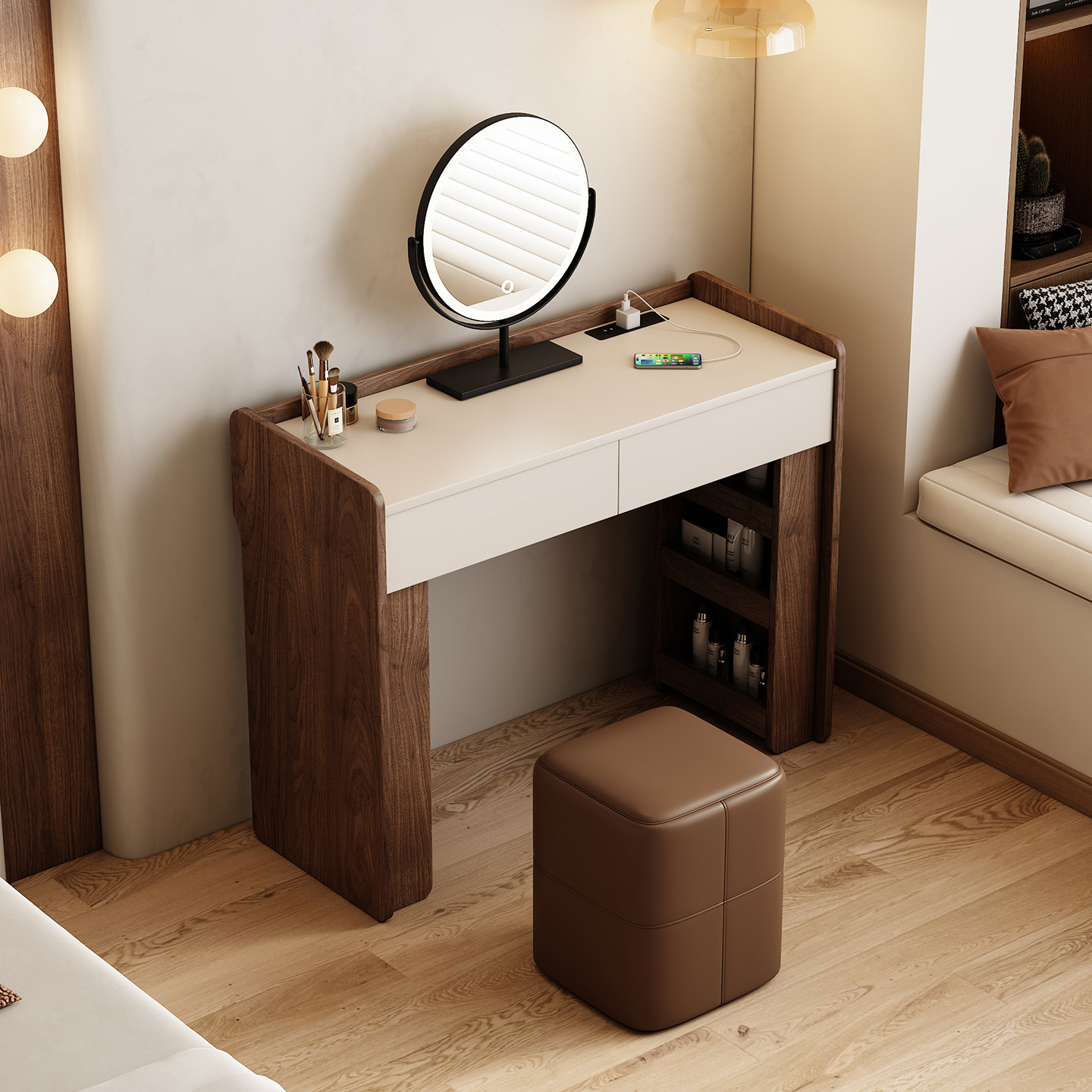 Meja Rias Kayu Walnut untuk Pe - Jewelry Making Table ulasan dan harga