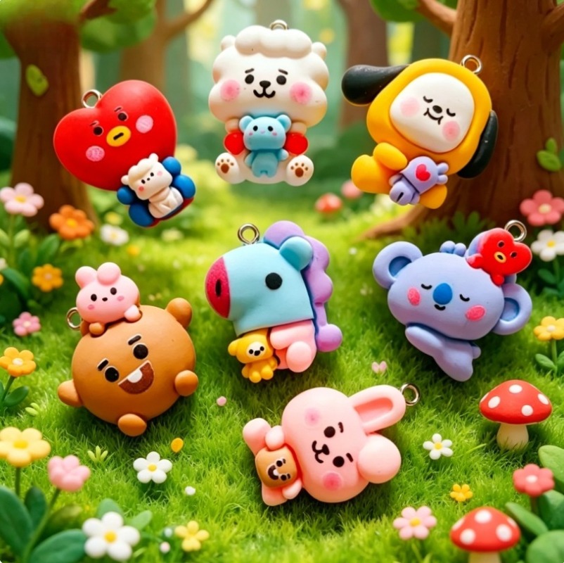 7pcs BT21 Resin Kartun Charm A - Jewelry Making Accessories ulasan dan harga